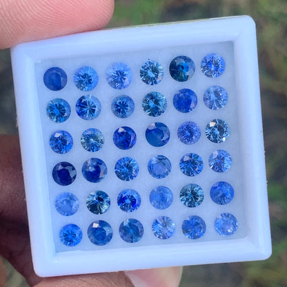 Blue Sapphire 3.8 - 4.2 mm Rounds 10.50 Ct Loose Gemstone Parcel of 36 Stones