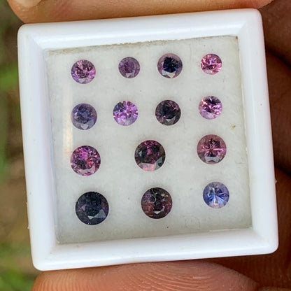 Bi Color Sapphire Natural Unheated Brilliant Cut Rounds 2.3 - 3.7 mm 2.04 Ct / 14 Loose Ceylon Sapphire Parcel from Sri Lanka