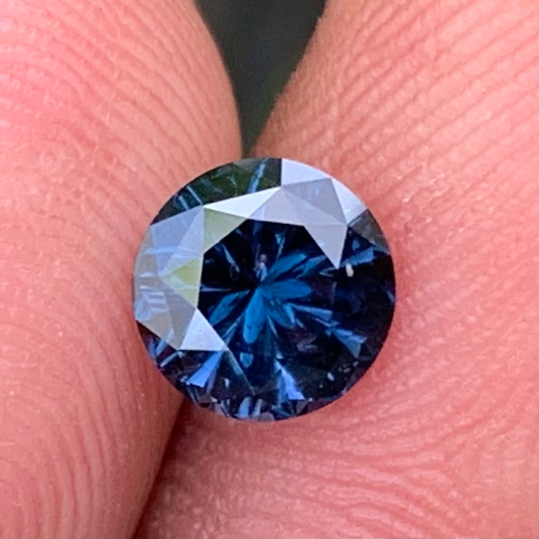 Teal Blue Spinel Fantasy / Concave Cut 6.1 mm Round 0.97 Ct Natural Loose Gemstone