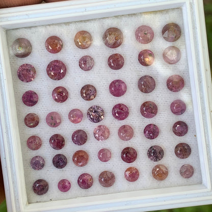 Heavily Included Hazy Pink Sapphire Rounds Parcel of 16.5 Ct / 46 Natural Loose Gemstones For Jewelry Making