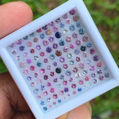 Unheated Sapphire 1 mm - 2.6 mm Rounds 4.4 Ct Multicolor Loose Gemstone Parcel of 114 Stones
