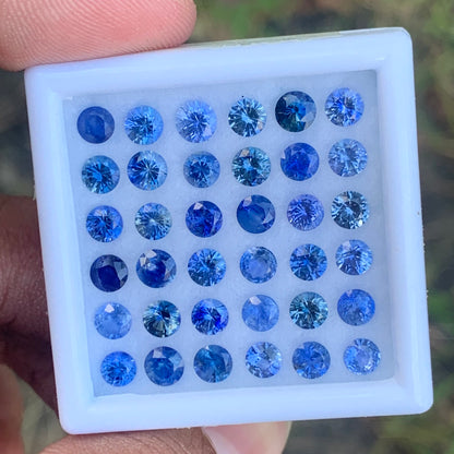 Blue Sapphire 3.8 - 4.2 mm Rounds 10.50 Ct Loose Gemstone Parcel of 36 Stones