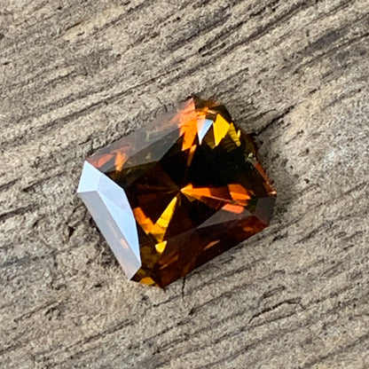 Brownish Orange Yellow Concave Cut / Fantasy Cut Tourmaline Octagon Natural Certified 2.17 Ct Loose Gemstone