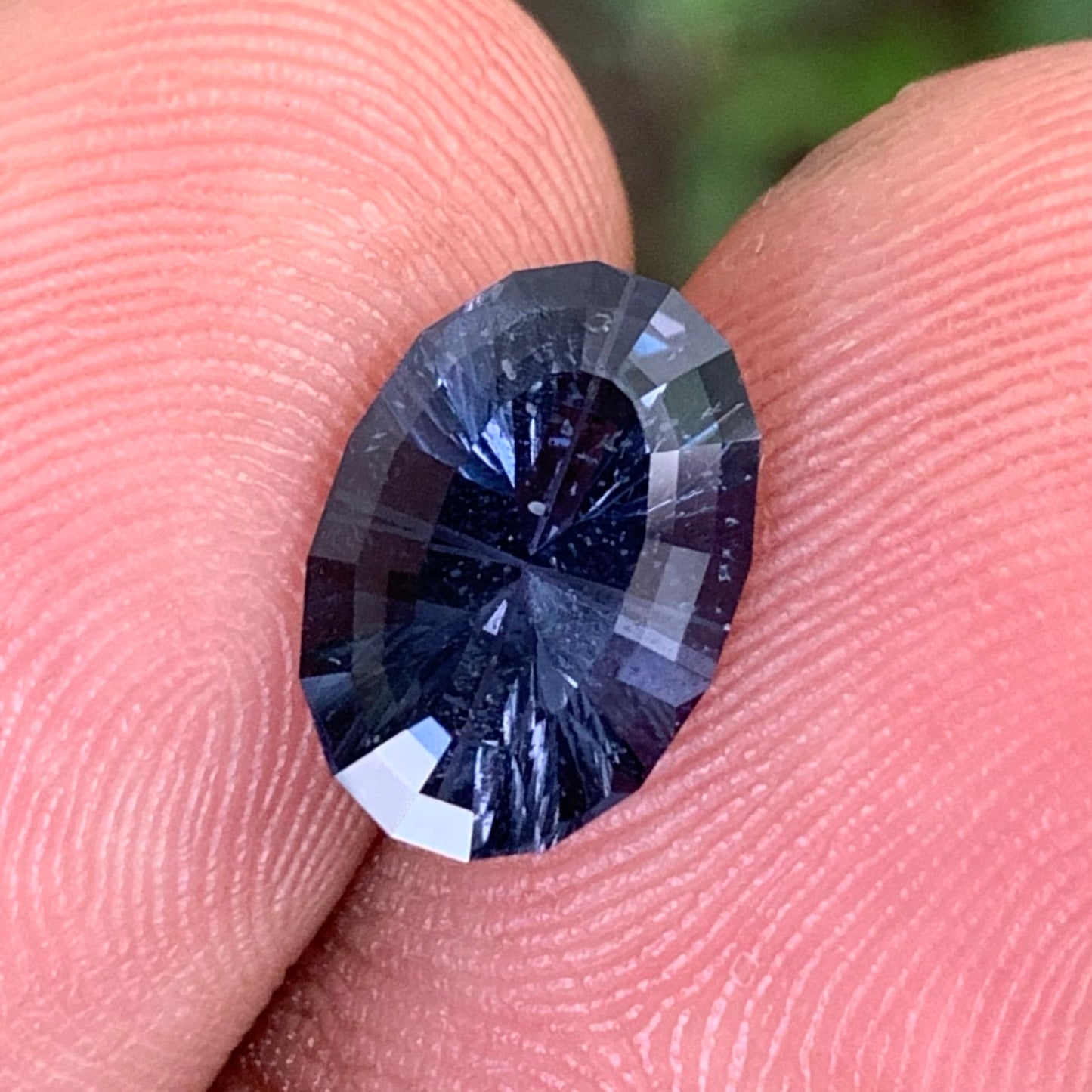 Deep Blue Spinel Concave Cut / Fantasy Cut Modified Oval 3.09 Ct Natural Loose Gemstone From Sri Lanka