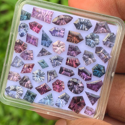 Spinel Concave / Fantasy Cut Geometric Shape Stones Parcel 17.70 Ct / 43 Stones Multicolor Natural Loose Gemstones