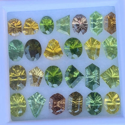 Zircon Parcel Of Fantasy / Concave Cut Different Geometric Shapes Loose Gemstones 18.76 Ct / 25 Multicolor Gemstones for Jewelry Making