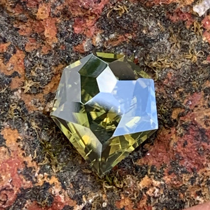 Deep Greenish Zircon Geometric Cut 2.75 Ct Natural Loose Gemstone from Sri Lanka