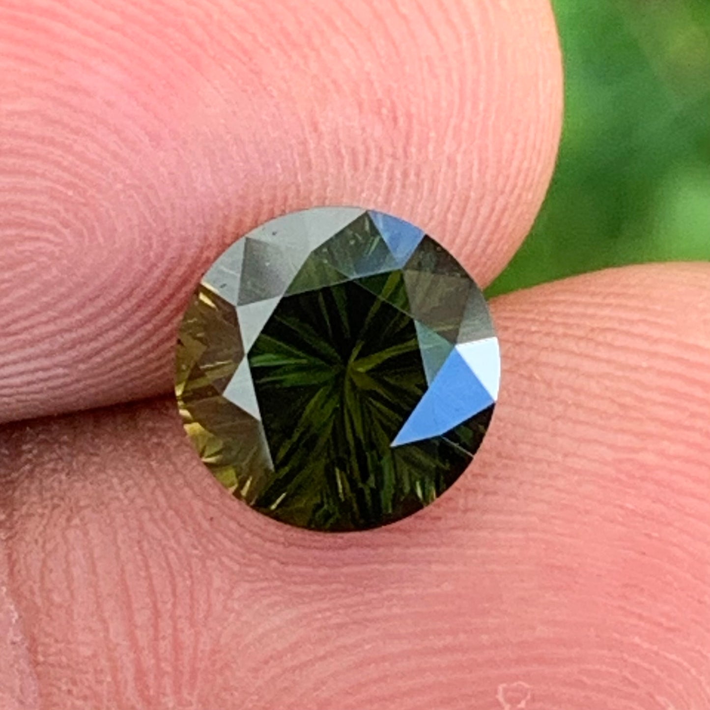 Green Zircon Round 2.84 Ct Concave Cut Natural Heated Only Loose Gemstone