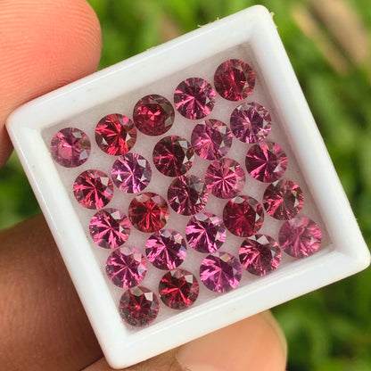 Red Garnet 4 mm Concave Fantasy Cut Rounds 7.35 Ct / 25 Stones Parcel of Natural Loose Gemstones From Sri Lanka