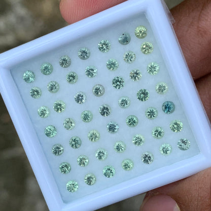 Green Sapphire 2.7 mm Rounds 4.8 Ct Loose Gemstone Parcel of 49 Stones
