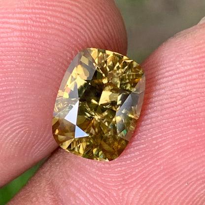 Brownish Yellow Zircon Rectangular Cushion Natural Certified 5.72 Ct Loose Gemstone