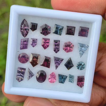 Spinel Concave / Fantasy Cut Geometric Shape Stones Parcel 8.33 Ct / 25 Stones Multicolor Natural Loose Gemstones