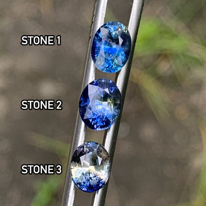 Blue & Yellow Bicolor Sapphire Ovals Natural Heated Only Loose Gemstones 4.30 Ct / 3 Stones From Sri Lanka