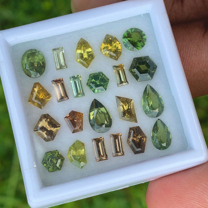 Zircon Different Geometric Shapes Stones Parcel 12.80 Ct / 22 Stones Multicolor Natural Loose Gemstones