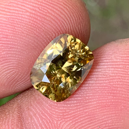 Brownish Yellow Zircon Rectangular Cushion Natural Certified 5.72 Ct Loose Gemstone