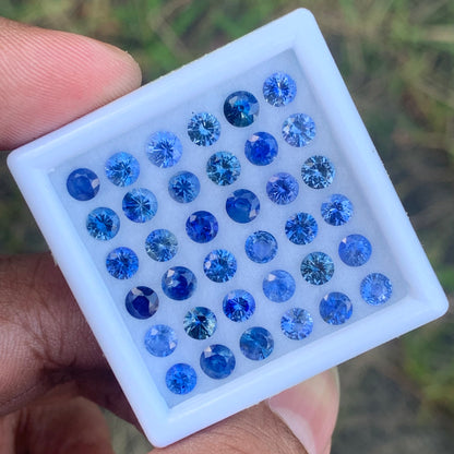 Blue Sapphire 3.8 - 4.2 mm Rounds 10.50 Ct Loose Gemstone Parcel of 36 Stones