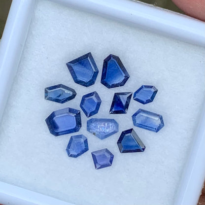 Blue Sapphire Portrait Cut Geometric Shape Tablets 3.08 Ct / 12 Gemstones Loose Gemstone Parcel For Jewelry Making 💎✨