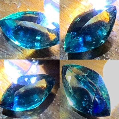 Bicolor Sapphire Teal Blue &amp; Yellow Certified Marquise Heated Only 2.17 Ct Natural Loose Gemstone for Jewelry Making