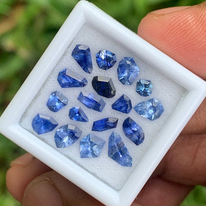 Ceylon Blue Sapphire Geometric Shape Stones Parcel Of 4 Ct / 17 Stones Heated Only Natural Loose Gemstone For Jewelry Making