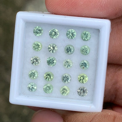 Green Sapphire 2.9 mm Rounds 2.41 Ct Loose Gemstone Parcel of 20 Stones