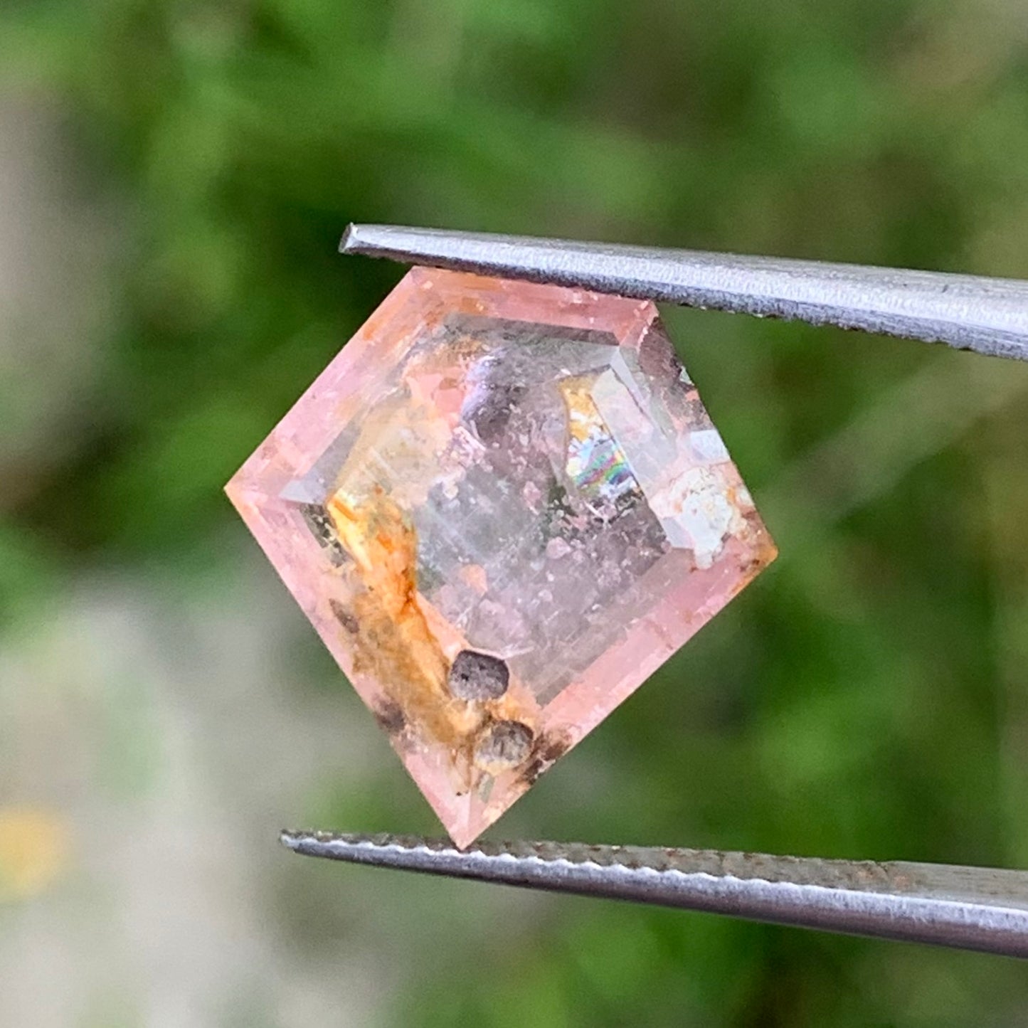 Orangish Pink Padparadscha Sapphire Portrait Cut Tablet 3.87 Ct Natural Loose Gemstone