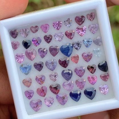 Unheated Sapphire Hearts Multicolor Loose Gem Parcel of 11.05 Ct / 63 Natural Gemstones For Fine Jewelry