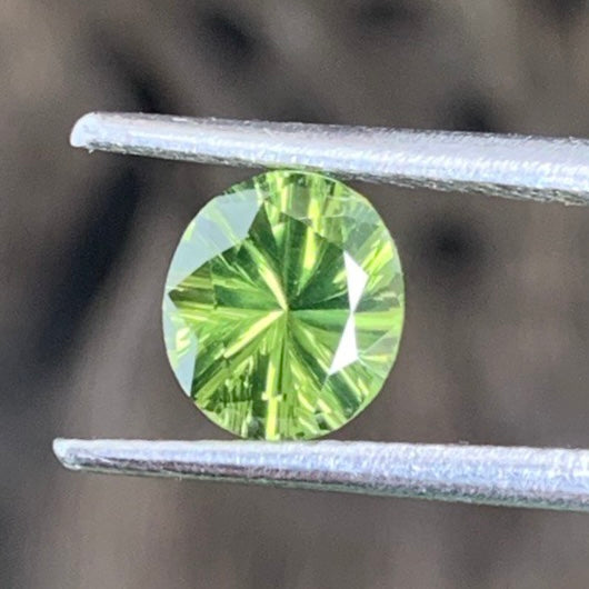 Green Zircon Oval Concave Cut 0.90 Ct Natural Heated Only Loose Gemstone From Sri Lanka