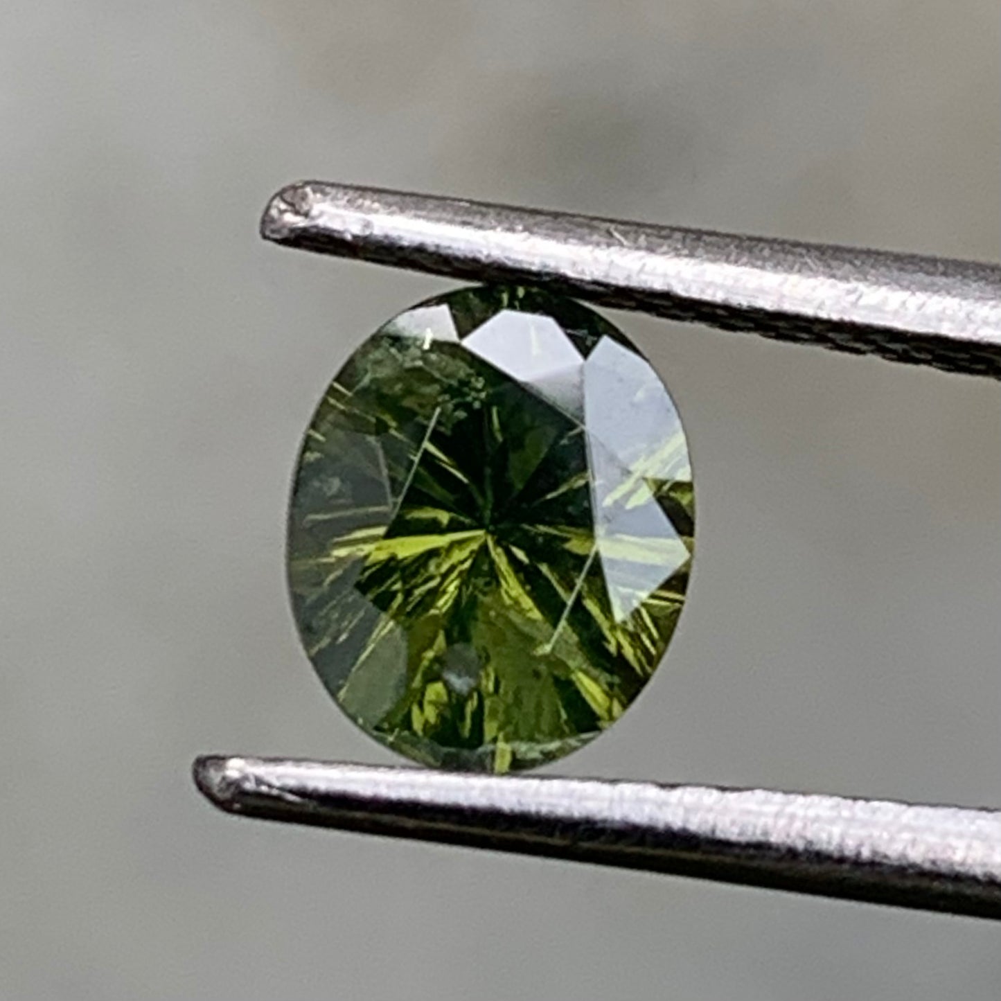 Natural Green Zircon Loose Stone Concave Cut Oval Gemstone For Jewelry Making 0.85 Ct, 6.4 x 5.3 mm