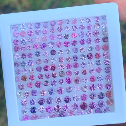 Sapphire Pink and Purple Brilliant Cut Round Natural Unheated 12.90 Ct / 160 Loose Gemstone Parcel from Sri Lanka