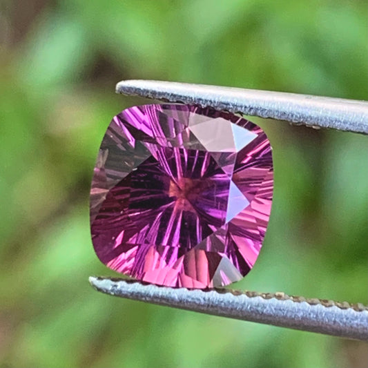 Purplish Pink Spinel Concave Fantasy Cut 2.28 Ct Cushion Natural Loose Gemstone