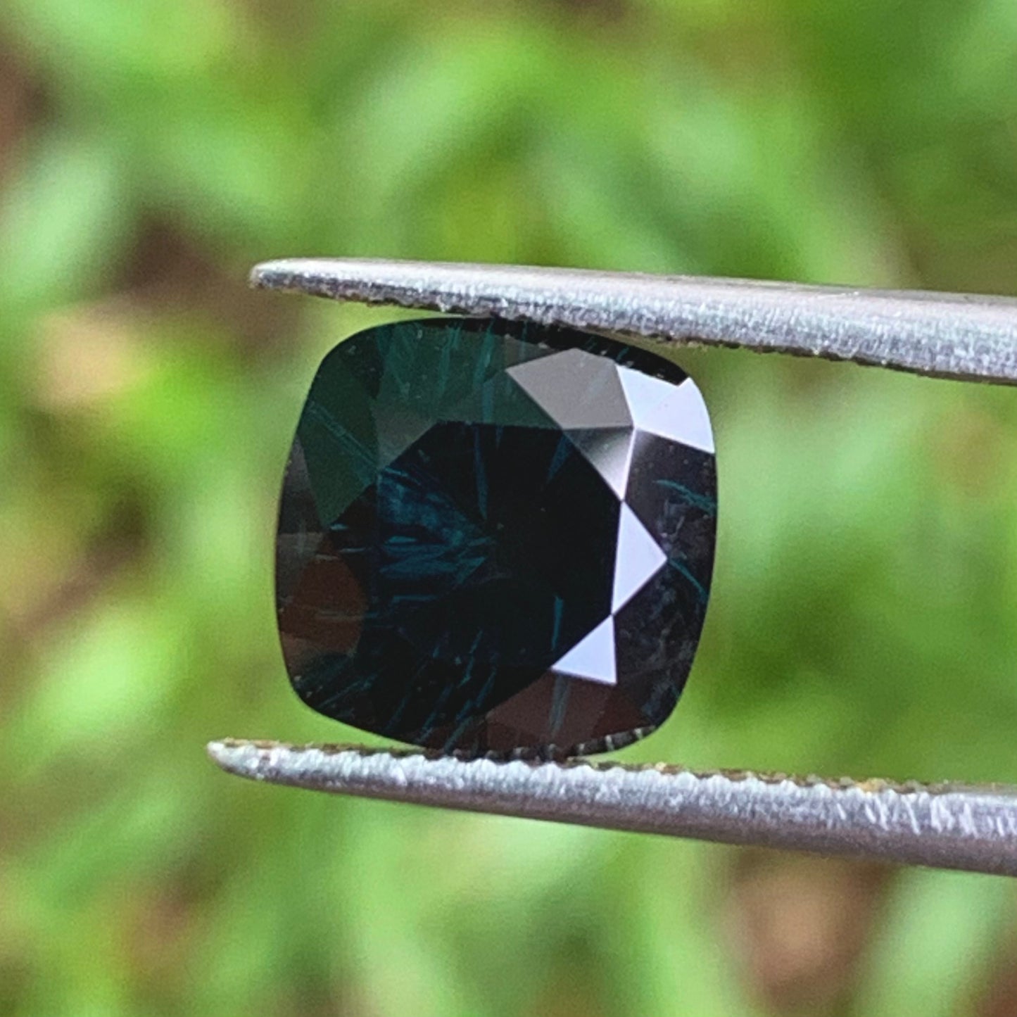 Deep Teal Spinel Concave Fantasy Cut 2.37 Ct Cushion Natural Loose Gemstone