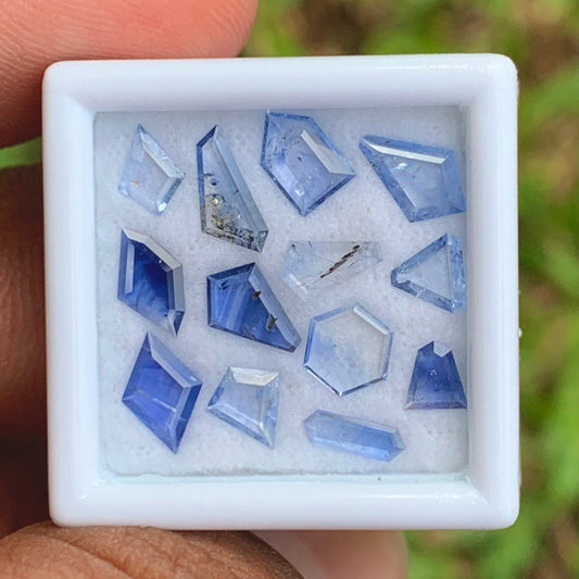 Blue Sapphire Portrait Cut Geometric Shape Tablets Natural Heated Only Loose Gemstone Parcel 3.05 Ct / 13 Gemstones From Sri Lanka