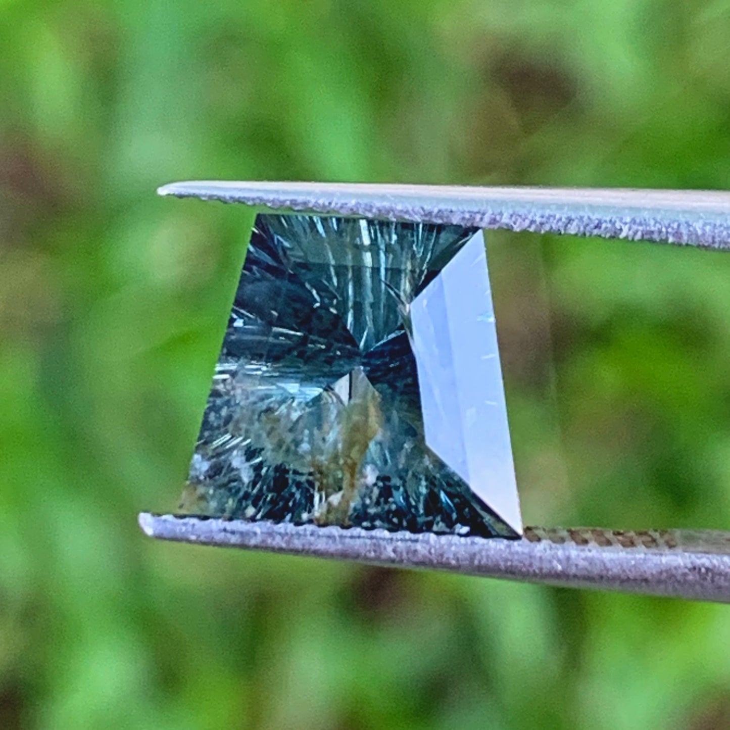 Teal Blue Spinel Concave Fantasy Cut 2.88 Ct Trapezoid Natural Loose Gemstone