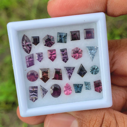 Spinel Concave / Fantasy Cut Geometric Shape Stones Parcel 8.33 Ct / 25 Stones Multicolor Natural Loose Gemstones