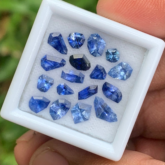 Ceylon Blue Sapphire Geometric Shape Stones Parcel Of 4 Ct / 17 Stones Heated Only Natural Loose Gemstone For Jewelry Making