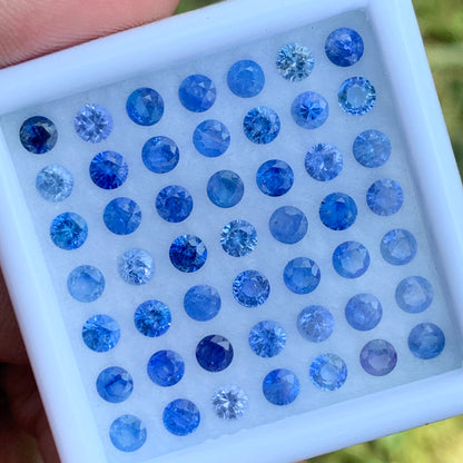 Blue Sapphire 3.2 mm Rounds 7.52 Ct Loose Gemstone Parcel of 49 Stones