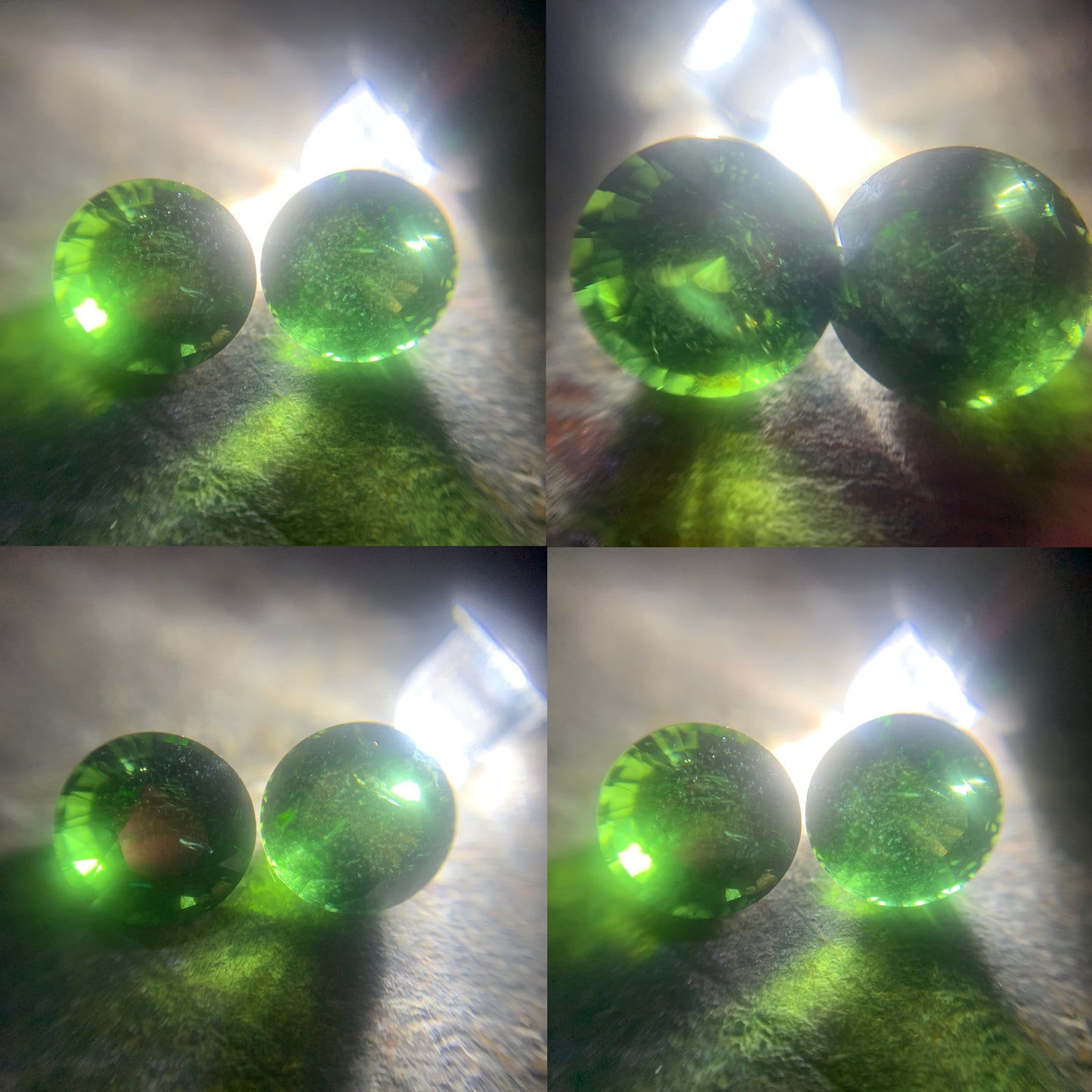 Green Zircon Round Pair 7.7 mm / 5 Ct Natural Loose Gemstones For Earrings
