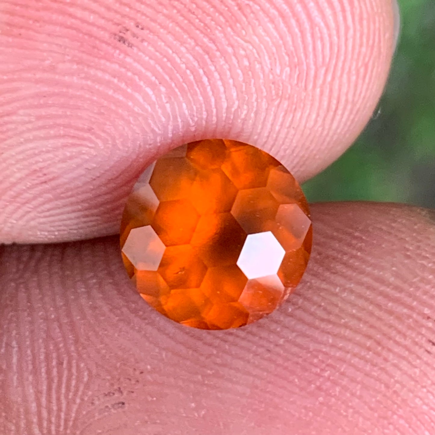 Orangish Garnet Round 8.2 mm / 2.58 Ct Fancy Football Cut Loose Gemstone For Contemporary Jewelry