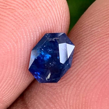 Heavily Included Deep Blue Sapphire Octagon 1.15 Ct Loose Gemstone from Sri Lanka