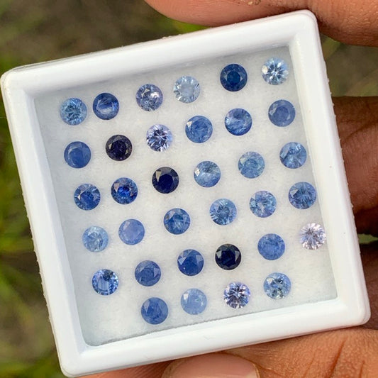 Blue Sapphire 3.3 mm Rounds 5.76 Ct Loose Gemstone Parcel of 34 Stones