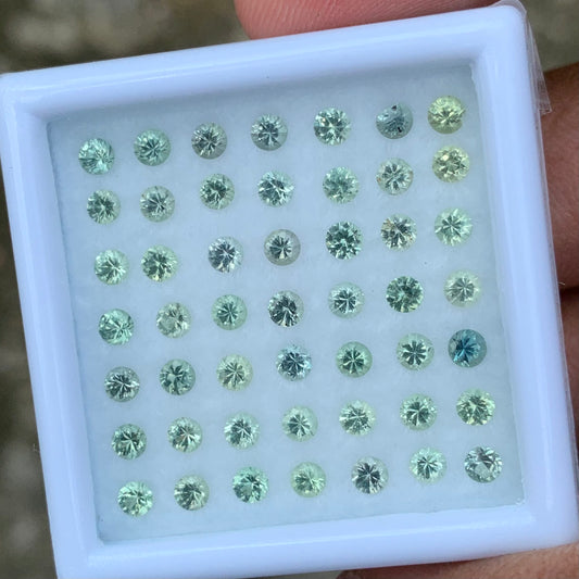 Green Sapphire 2.7 mm Rounds 4.8 Ct Loose Gemstone Parcel of 49 Stones