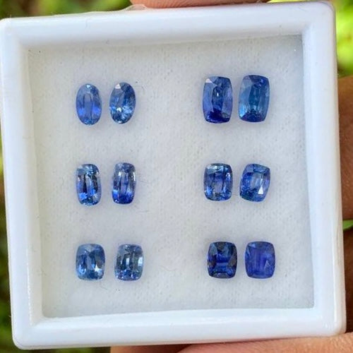 Blue Sapphire Heated Only 6 Pairs 4.6 Ct Natural Loose Gemstones For Earrings