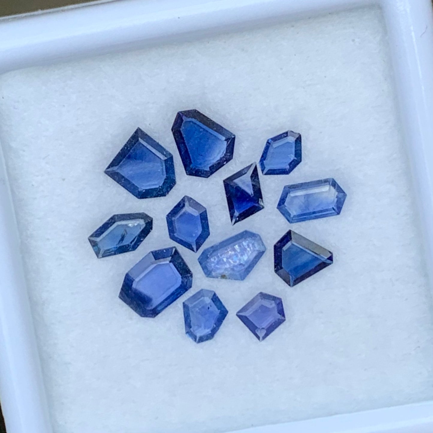 Blue Sapphire Portrait Cut Geometric Shape Tablets Natural Heated Only Loose Gemstone Parcel 3.08 Ct / 12 Gemstones From Sri Lanka