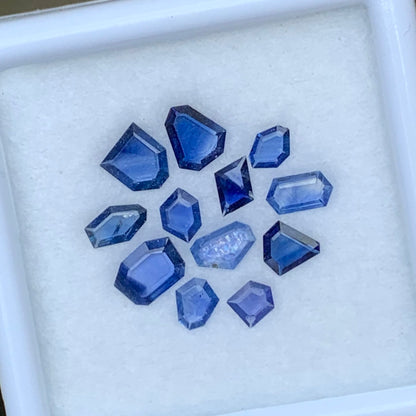 Blue Sapphire Portrait Cut Geometric Shape Tablets Natural Heated Only Loose Gemstone Parcel 3.08 Ct / 12 Gemstones From Sri Lanka