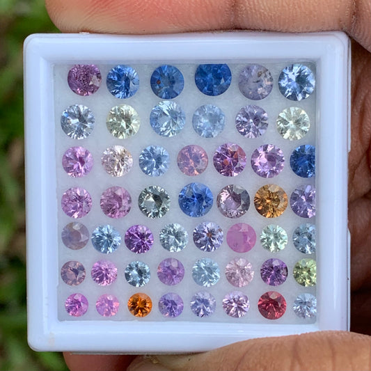 Natural Sapphire 3 - 4.5 mm Rounds 12.88 Ct / 50 Multicolor Loose Gemstone Parcel from Sri Lanka