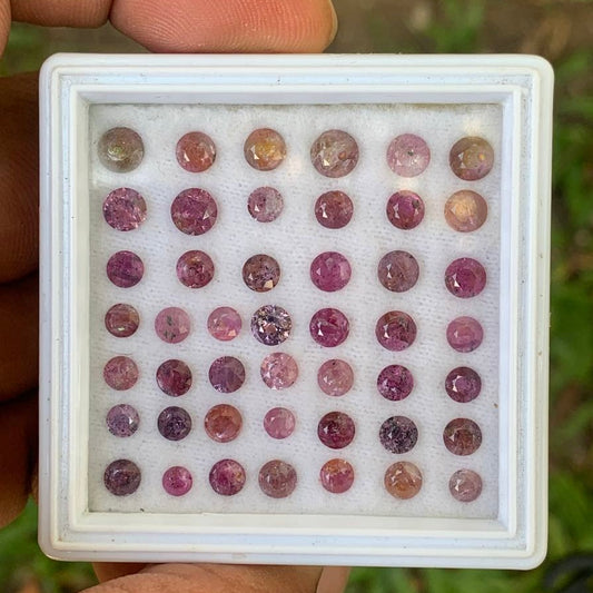 Heavily Included Hazy Pink Sapphire Rounds Parcel of 16.5 Ct / 46 Natural Loose Gemstones For Jewelry Making