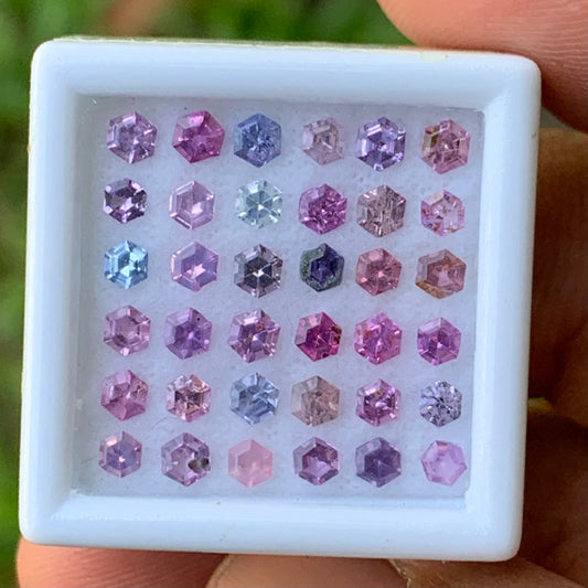 Unheated Sapphire Hexagons Loose Gem Parcel of 2.76 Ct / 36 Multicolor Natural Gemstones