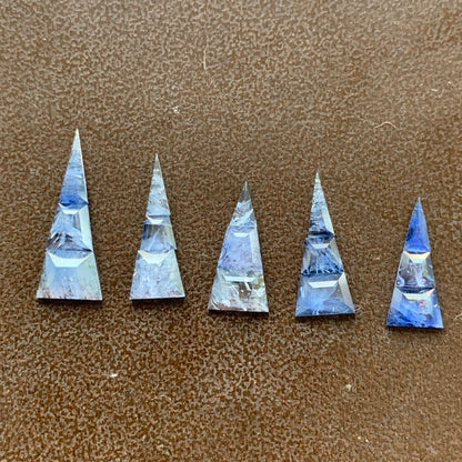 Blue Sapphire Rose Cut Tapered Blades 5.70 Ct / 5 Suits Natural Heated Only Loose Gemstones from Sri Lank