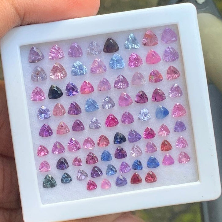 Unheated Sapphire Trillions Multicolor Loose Gem Parcel of 14.31 Ct / 78 Natural Gemstones