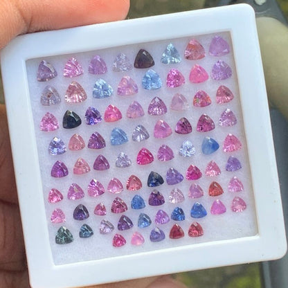Unheated Sapphire Trillions Multicolor Loose Gem Parcel of 14.31 Ct / 78 Natural Gemstones